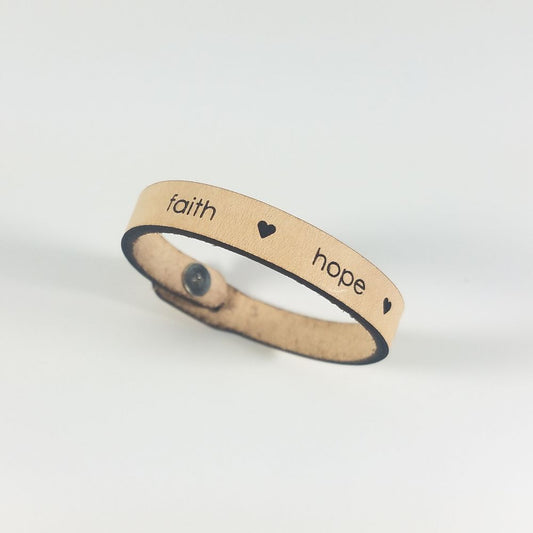 Spiritual Quote Bracelet - faith hope love