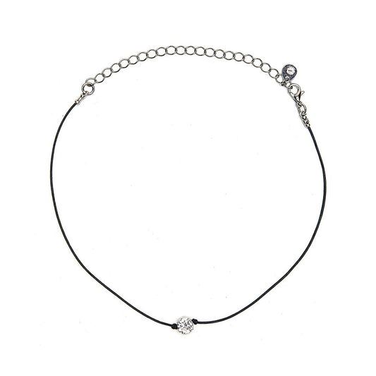 Leather Crystal Choker