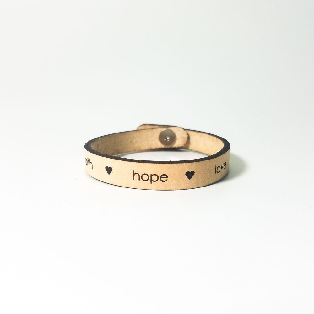 Spiritual Quote Bracelet - faith hope love