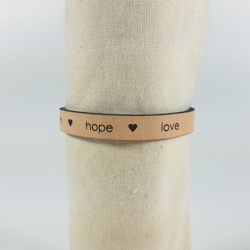 Spiritual Quote Bracelet - faith hope love