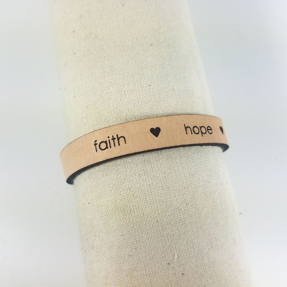 Spiritual Quote Bracelet - faith hope love