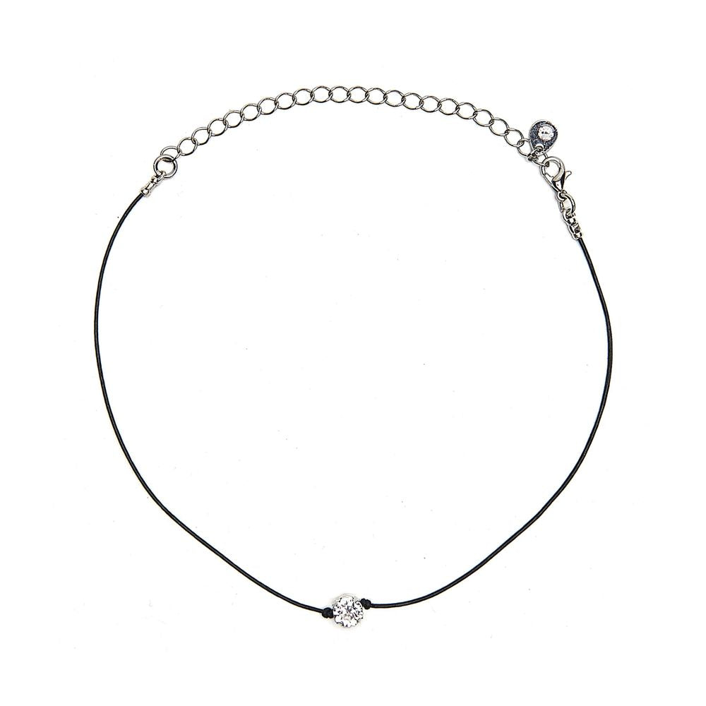 Leather Crystal Choker