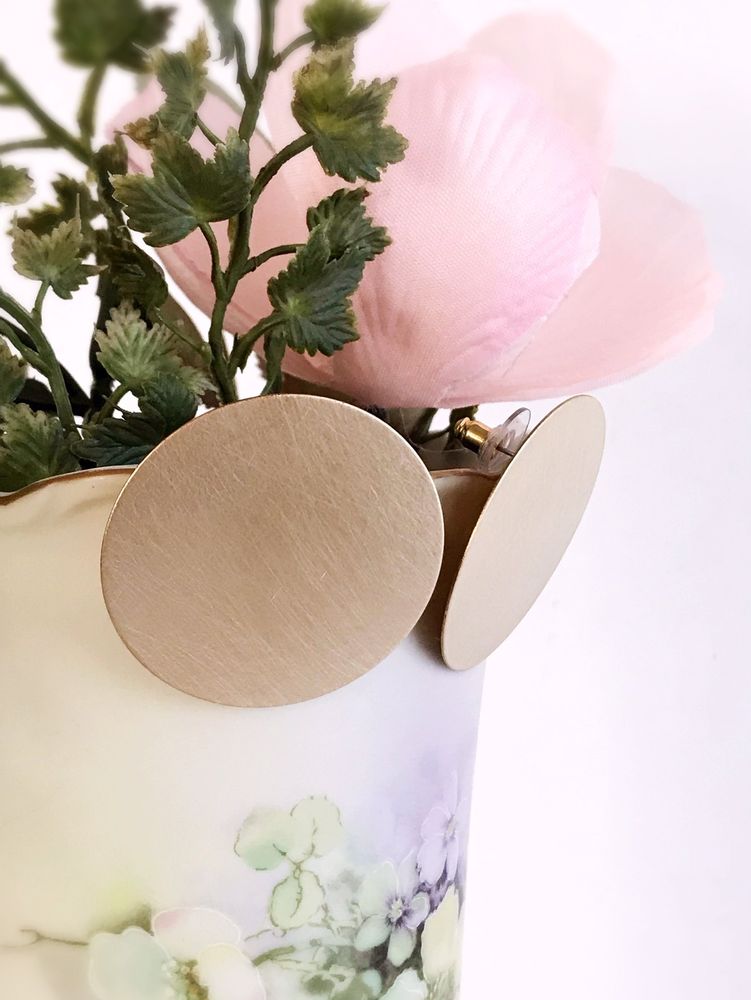 full moon earrings - brushed brass