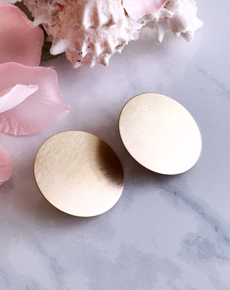 full moon earrings - brushed brass
