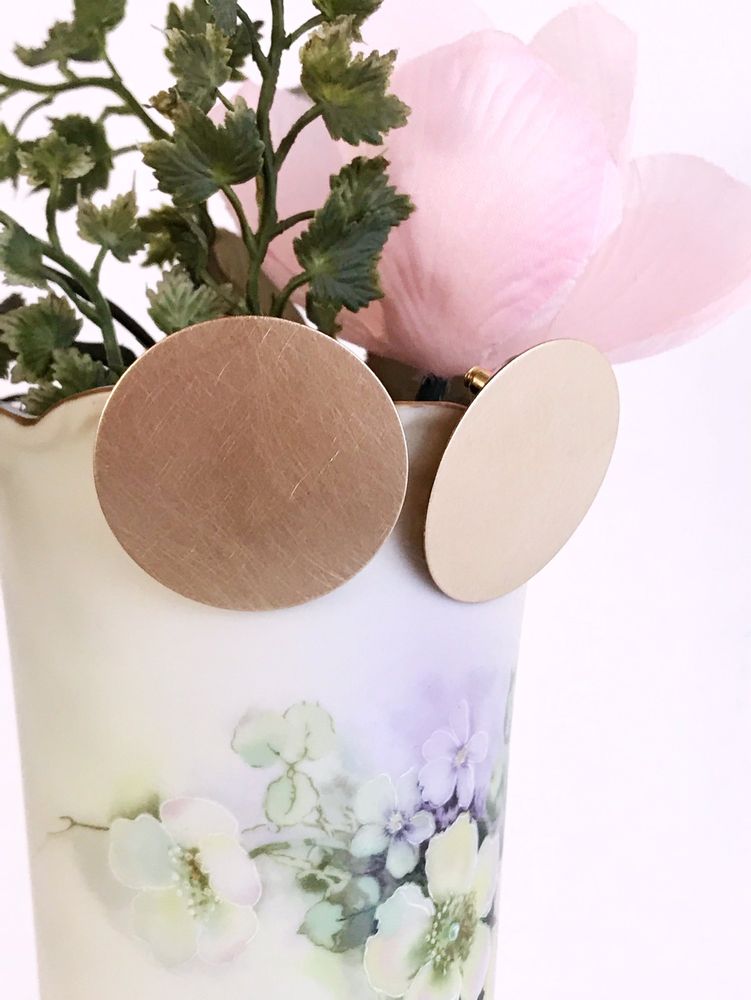 full moon earrings - brushed brass